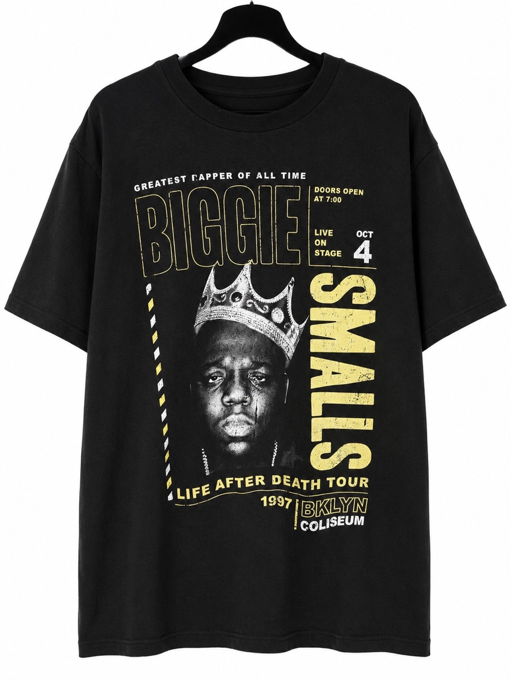 Biggie Graphic Logo Tee with Distressed White Print